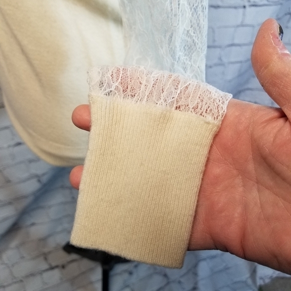 Magaschoni cashmere lace sleeve sweater - Picture 9 of 12